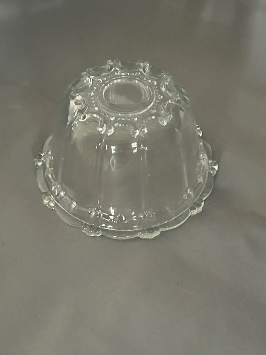 Vintage Mid-Century KIG Indonesian 7" Oyster Pearl Clear Glass Dish